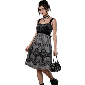 M Y2K Vintage Whimsigoth Velvet Satin Lace Midi Dress Dark Fairy Gothcore